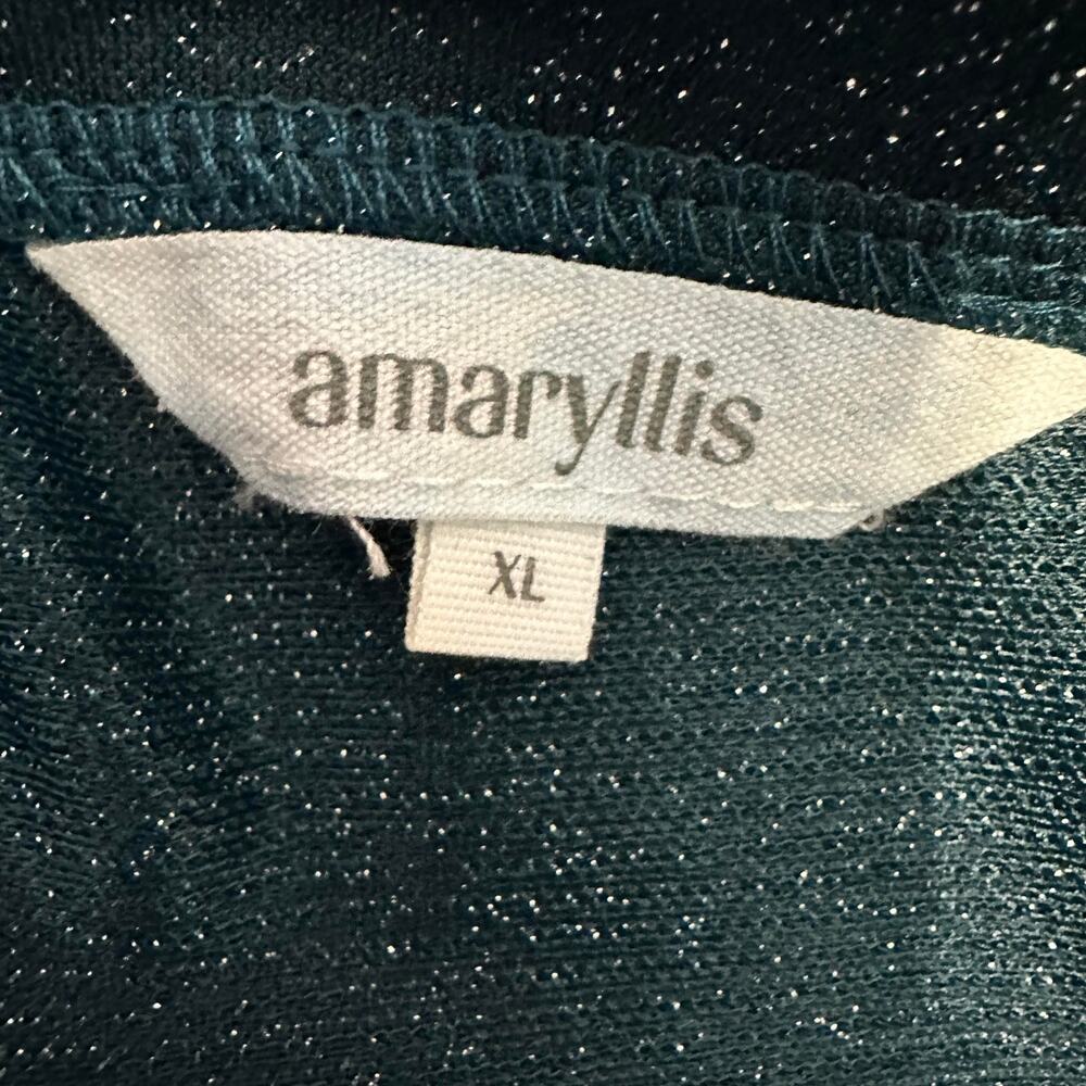 Amaryllis Blouse WMNS XL  Petal Sleeves Sparkle Emerald Green Boat Neck Top - Picture 5 of 7